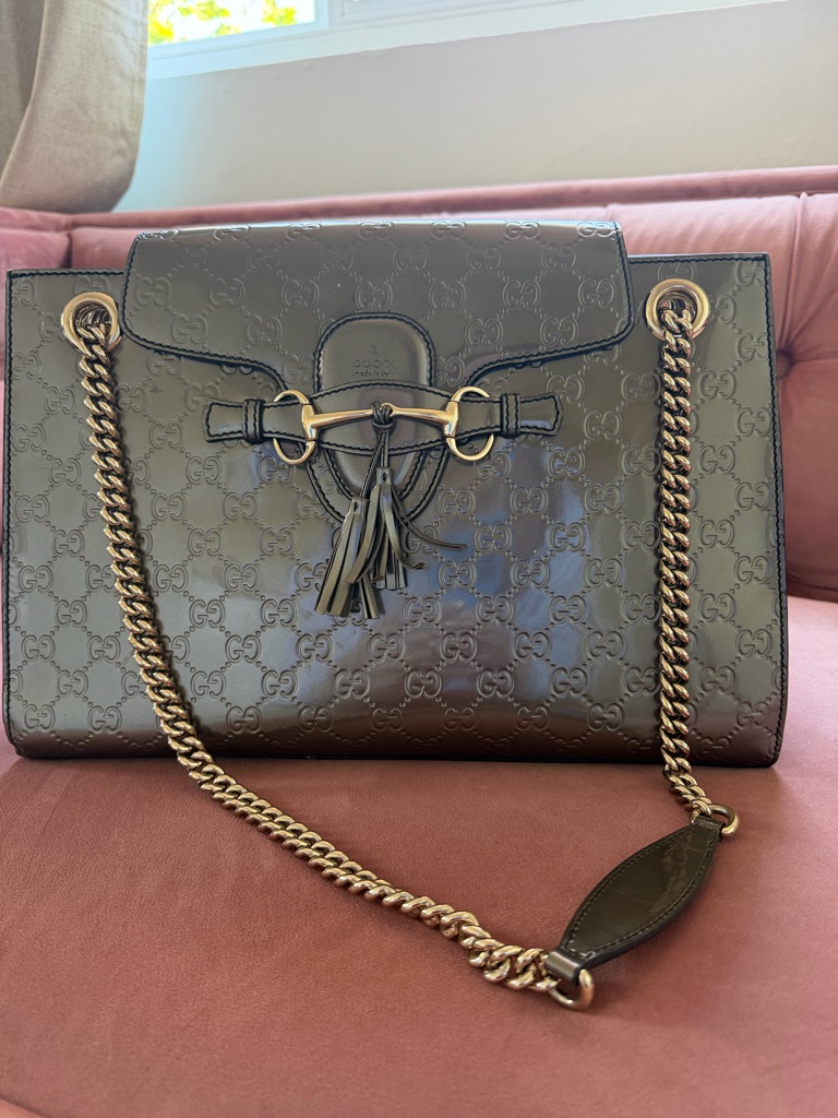 Gucci Patent Silver Bag